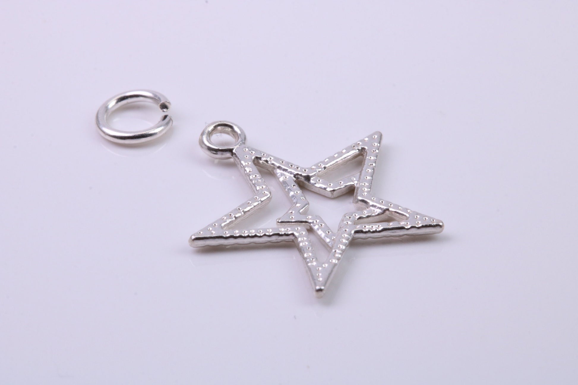 Double Star Charm, Traditional Charm, Made from Solid 925 Grade Sterling Silver, Complete with Attachment Link
