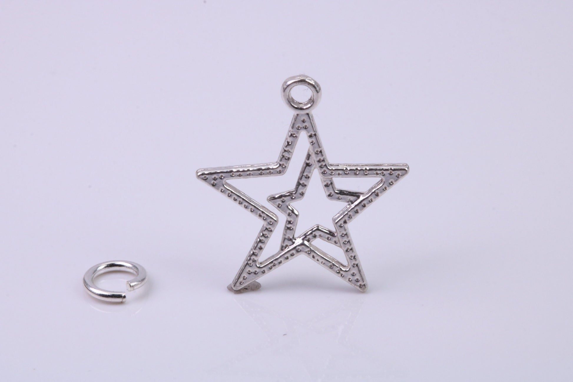 Double Star Charm, Traditional Charm, Made from Solid 925 Grade Sterling Silver, Complete with Attachment Link