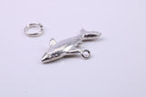 Shark Charm, Traditional Charm, Made from Solid 925 Grade Sterling Silver, Complete with Attachment Link