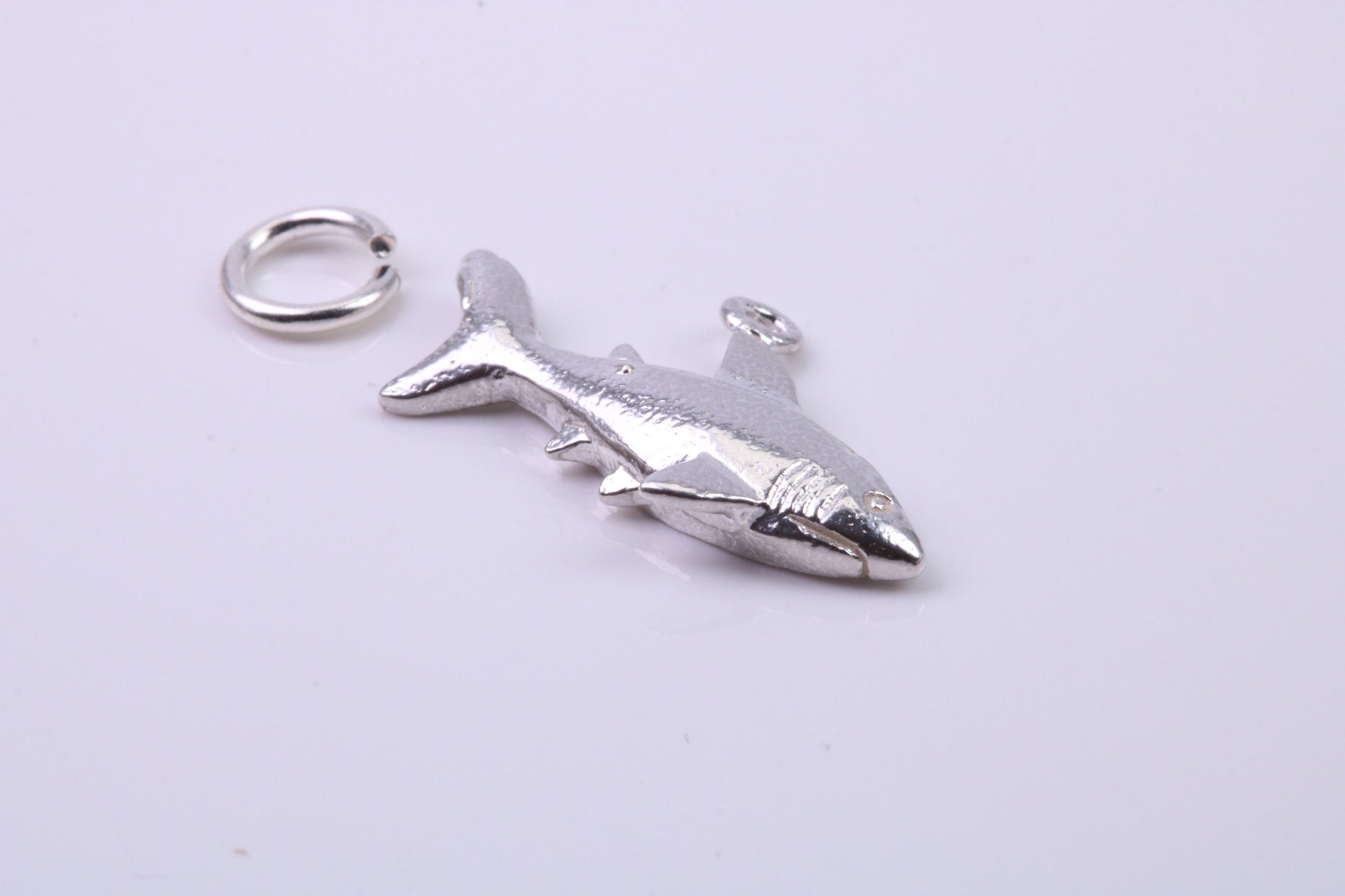 Shark Charm, Traditional Charm, Made from Solid 925 Grade Sterling Silver, Complete with Attachment Link