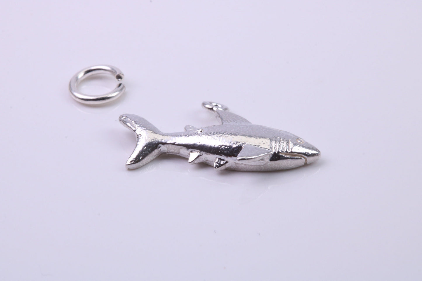 Shark Charm, Traditional Charm, Made from Solid 925 Grade Sterling Silver, Complete with Attachment Link