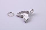 Whale Tail Charm, Traditional Charm, Made from Solid 925 Grade Sterling Silver, Complete with Attachment Link