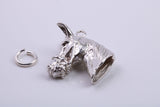Horse Head Charm, Traditional Charm, Made from Solid 925 Grade Sterling Silver, Complete with Attachment Link
