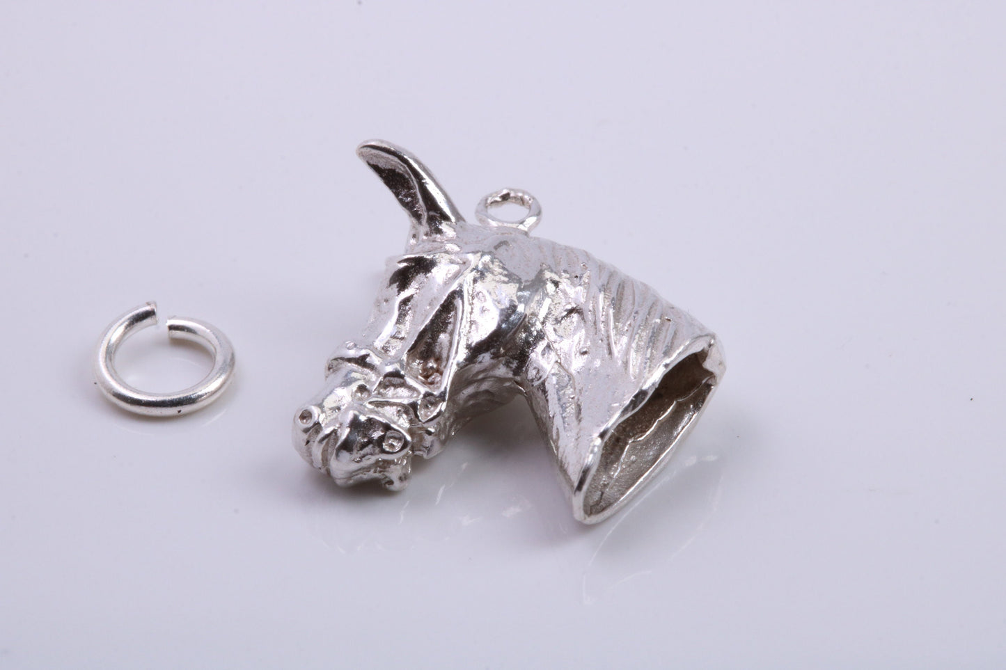 Horse Head Charm, Traditional Charm, Made from Solid 925 Grade Sterling Silver, Complete with Attachment Link