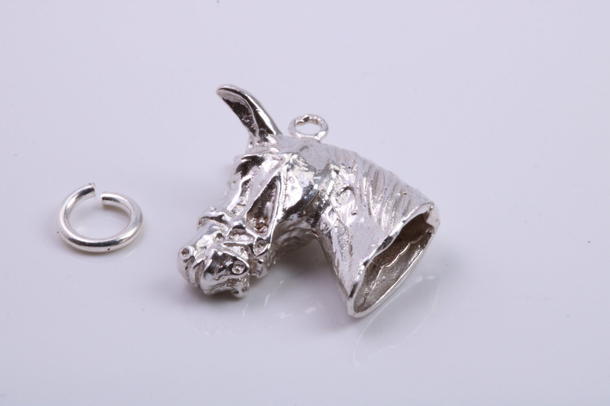 Horse Head Charm, Traditional Charm, Made from Solid 925 Grade Sterling Silver, Complete with Attachment Link