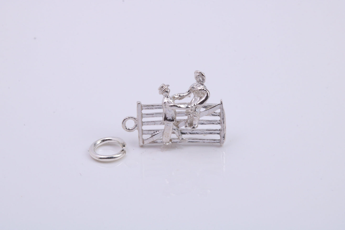 Natter by the Fence Charm, Traditional Charm, Made from Solid 925 Grade Sterling Silver, Complete with Attachment Link