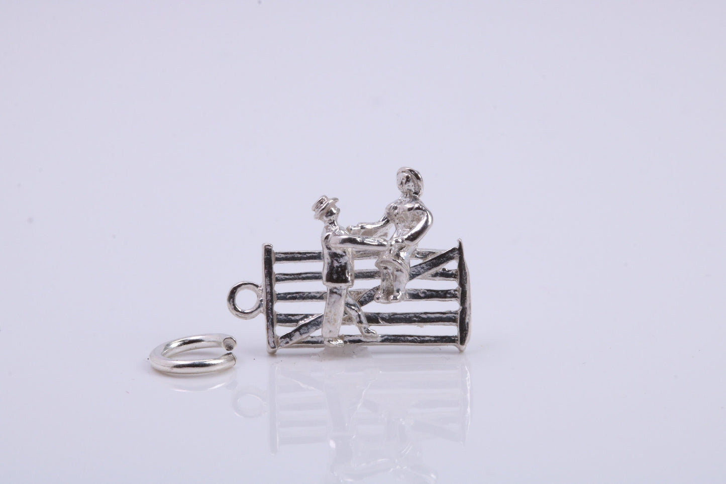 Natter by the Fence Charm, Traditional Charm, Made from Solid 925 Grade Sterling Silver, Complete with Attachment Link