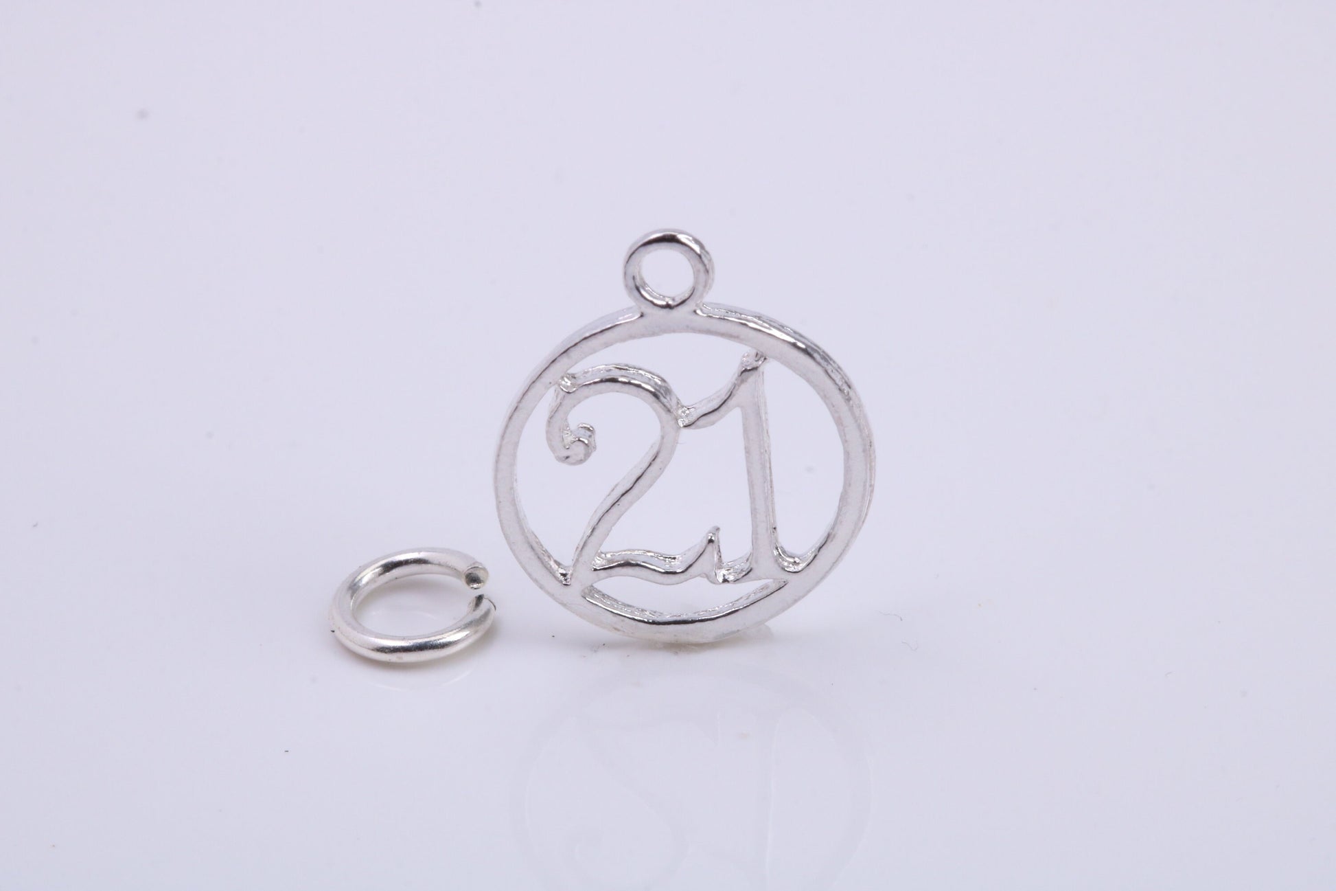 21st Birthday Charm, Traditional Charm, Made from Solid 925 Grade Sterling Silver, Complete with Attachment Link