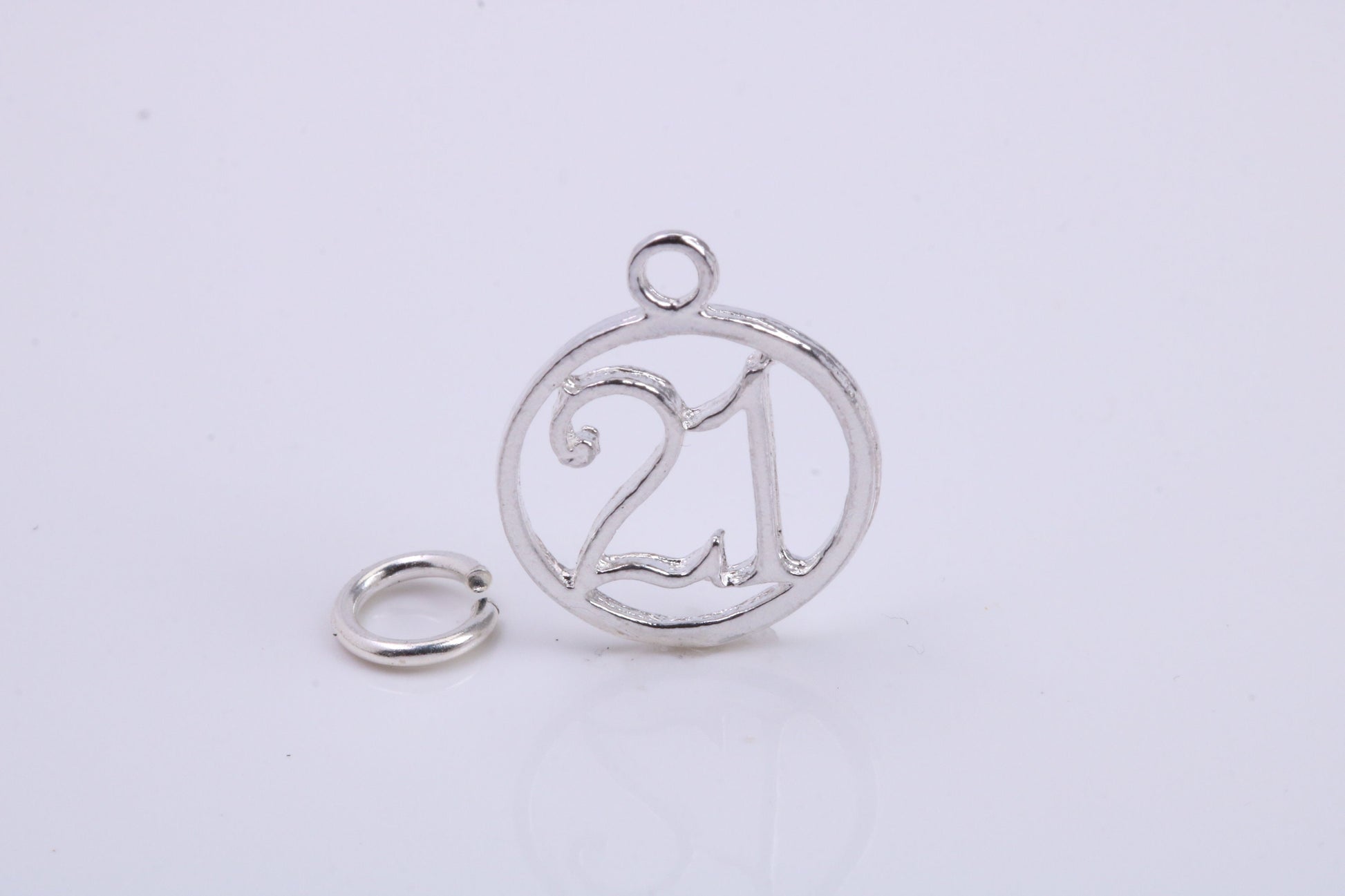 21st Birthday Charm, Traditional Charm, Made from Solid 925 Grade Sterling Silver, Complete with Attachment Link