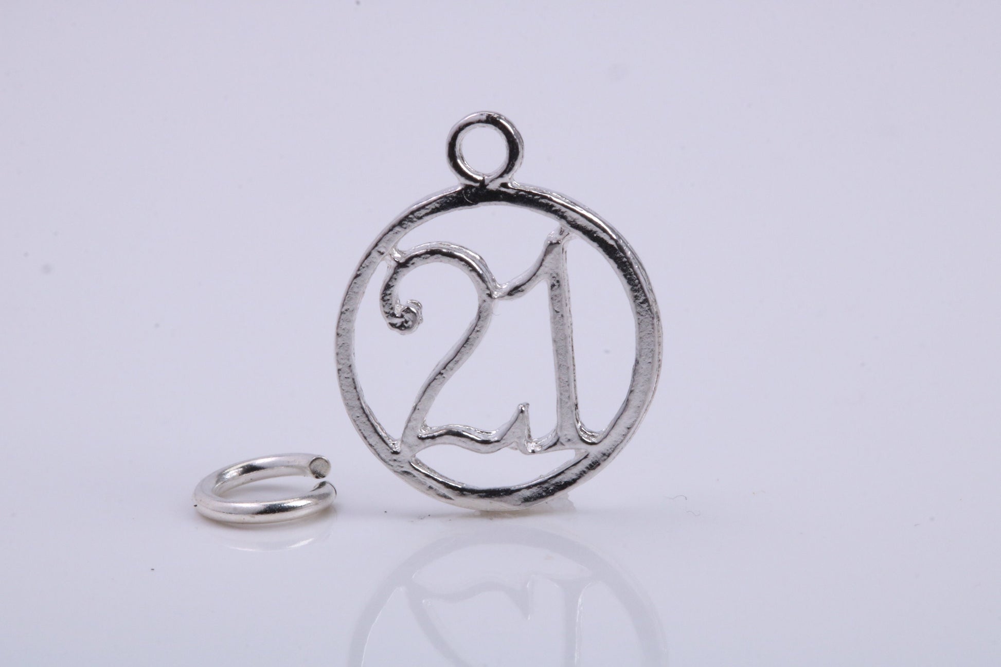 21st Birthday Charm, Traditional Charm, Made from Solid 925 Grade Sterling Silver, Complete with Attachment Link