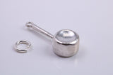 Sauce Pan Charm, Made from Solid Cast Silver, Complete with Attachment Link
