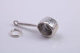 Sauce Pan Charm, Made from Solid Cast Silver, Complete with Attachment Link