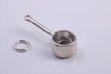 Sauce Pan Charm, Made from Solid Cast Silver, Complete with Attachment Link