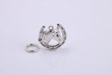 Good Luck Horse Head Shoe Charm, Traditional Charm, Made from Solid 925 Grade Sterling Silver, Complete with Attachment Link