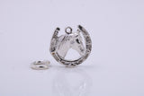 Good Luck Horse Head Shoe Charm, Traditional Charm, Made from Solid 925 Grade Sterling Silver, Complete with Attachment Link