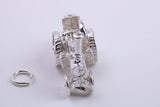 Locomotive Charm, Made from Solid Cast Sterling Silver, Complete with Attachment Link