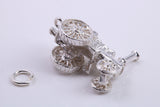 Locomotive Charm, Made from Solid Cast Sterling Silver, Complete with Attachment Link