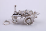 Locomotive Charm, Made from Solid Cast Sterling Silver, Complete with Attachment Link
