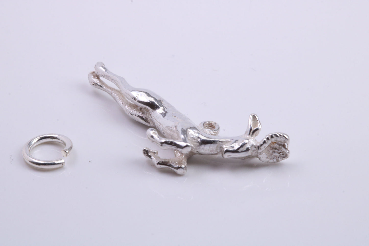 Jumping Gazelle Charm, Traditional Charm, Made from Solid 925 Grade Sterling Silver, Complete with Attachment Link