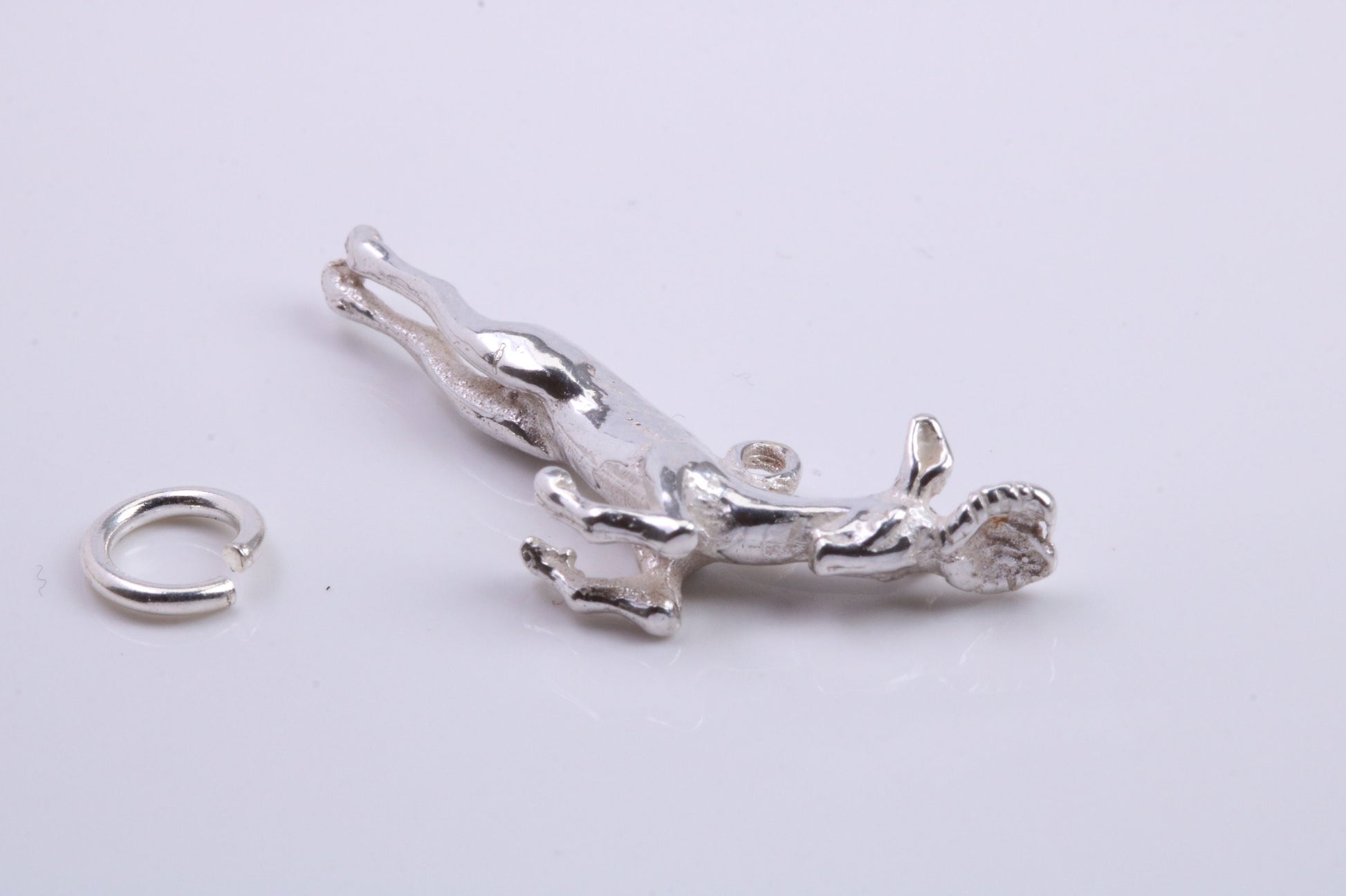 Jumping Gazelle Charm, Traditional Charm, Made from Solid 925 Grade Sterling Silver, Complete with Attachment Link