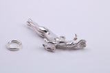 Jumping Gazelle Charm, Traditional Charm, Made from Solid 925 Grade Sterling Silver, Complete with Attachment Link