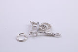 Yarn Spinning Wheel Charm, Traditional Charm, Made from Solid 925 Grade Sterling Silver, Complete with Attachment Link