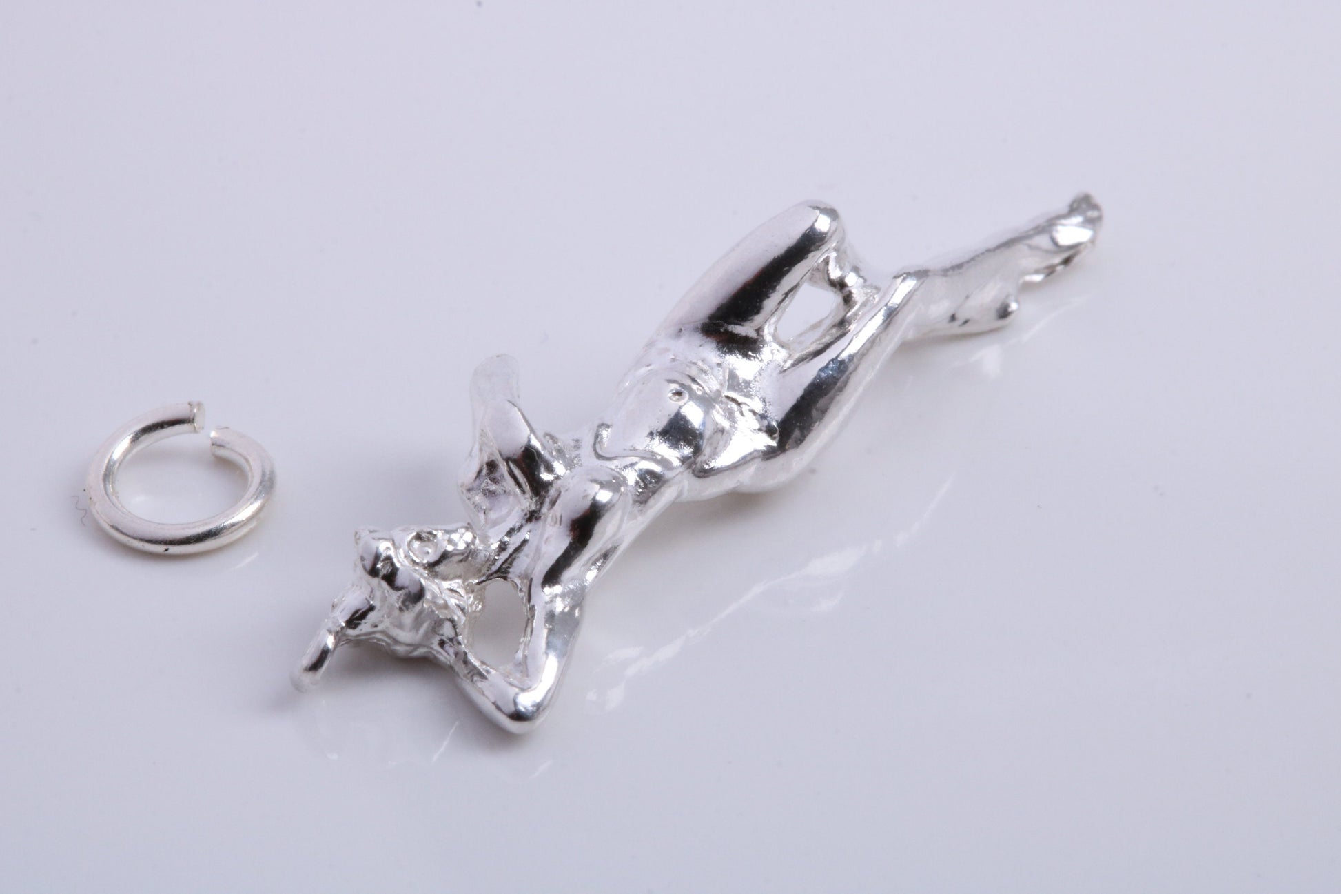 Lady Sunbathing Charm, Traditional Charm, Made from Solid 925 Grade Sterling Silver, Complete with Attachment Link