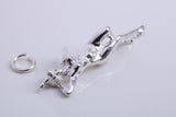 Lady Sunbathing Charm, Traditional Charm, Made from Solid 925 Grade Sterling Silver, Complete with Attachment Link