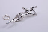 Lady Sunbathing Charm, Traditional Charm, Made from Solid 925 Grade Sterling Silver, Complete with Attachment Link