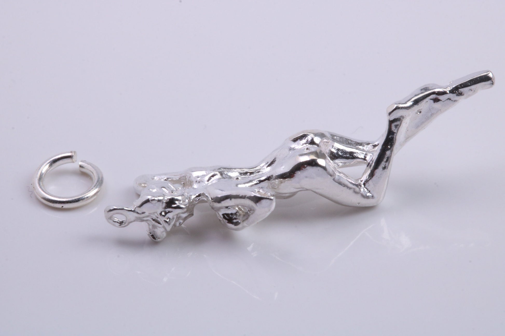 Lady Sunbathing Charm, Traditional Charm, Made from Solid 925 Grade Sterling Silver, Complete with Attachment Link
