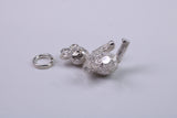Teddy Bear Charm, Traditional Charm, Made from Solid 925 Grade Sterling Silver, Complete with Attachment Link