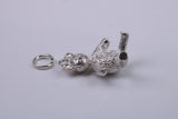 Teddy Bear Charm, Traditional Charm, Made from Solid 925 Grade Sterling Silver, Complete with Attachment Link