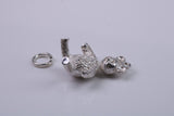 Teddy Bear Charm, Traditional Charm, Made from Solid 925 Grade Sterling Silver, Complete with Attachment Link