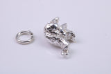 Squirrel Charm, Made from Solid Cast Silver, Complete with Attachment Link