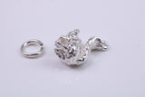 Squirrel Charm, Made from Solid Cast Silver, Complete with Attachment Link