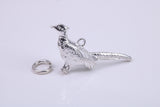 Pheasant Charm, Made from Solid Cast Silver, Complete with Attachment Link