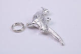 Pheasant Charm, Made from Solid Cast Silver, Complete with Attachment Link