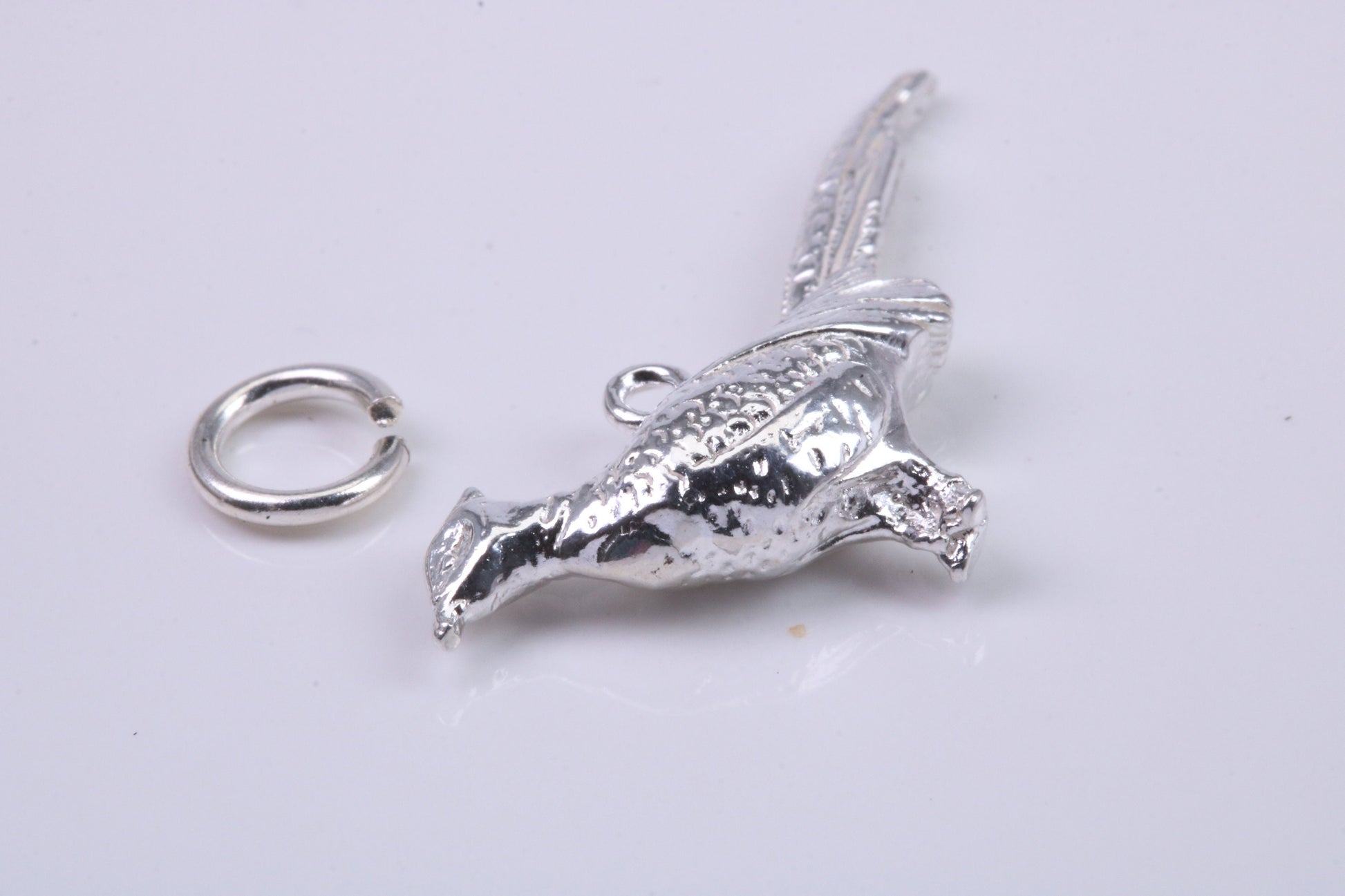 Pheasant Charm, Traditional Charm, Made from Solid 925 Grade Sterling Silver, Complete with Attachment Link