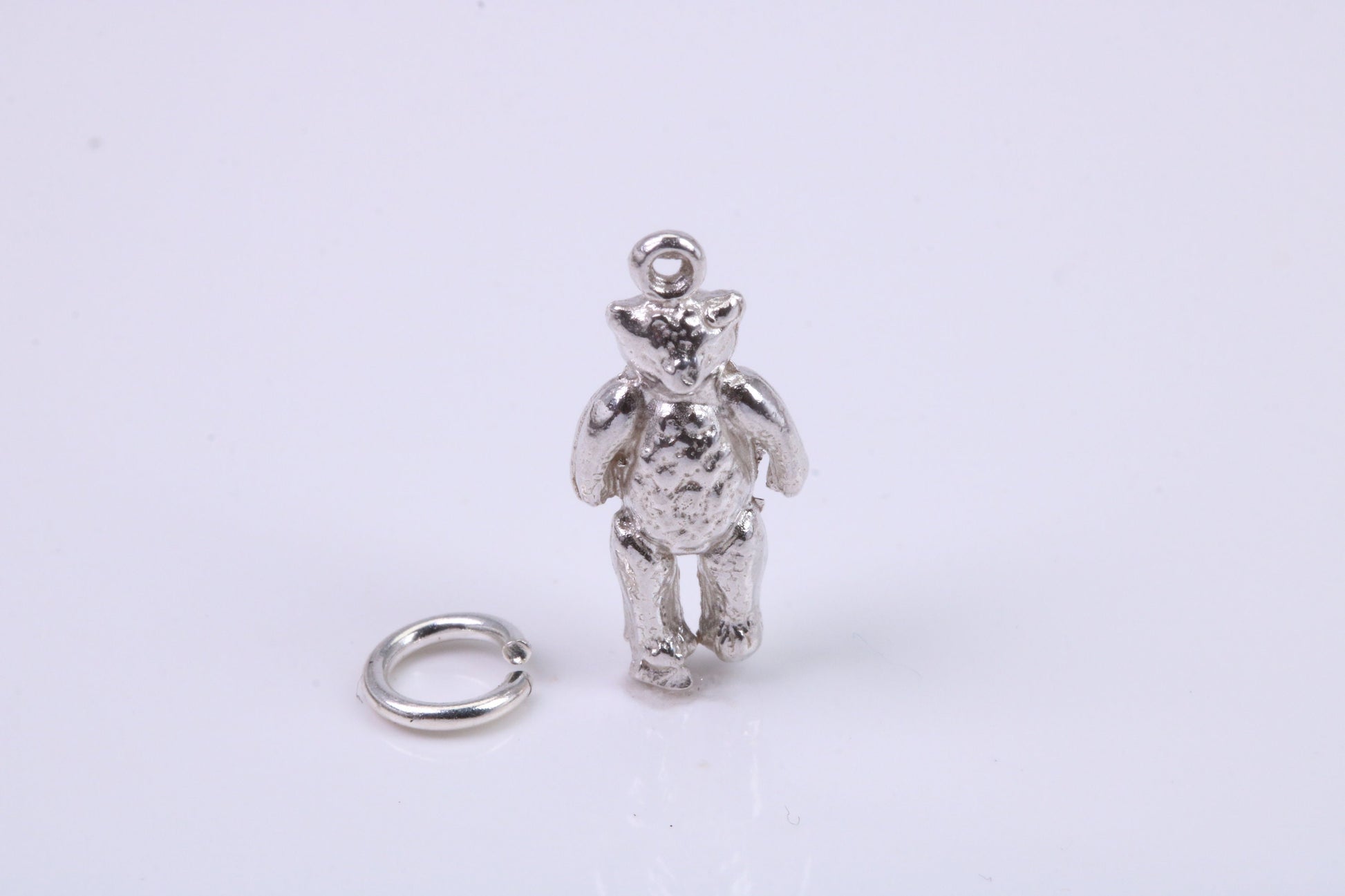 Teddy Bear Charm, Traditional Charm, Made from Solid 925 Grade Sterling Silver, Complete with Attachment Link