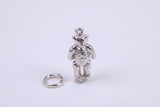 Teddy Bear Charm, Traditional Charm, Made from Solid 925 Grade Sterling Silver, Complete with Attachment Link
