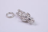 Teddy Bear Charm, Traditional Charm, Made from Solid 925 Grade Sterling Silver, Complete with Attachment Link