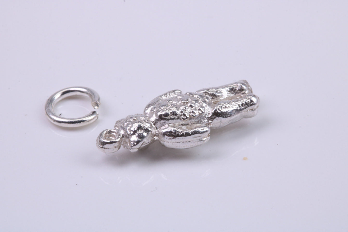 Teddy Bear Charm, Traditional Charm, Made from Solid 925 Grade Sterling Silver, Complete with Attachment Link