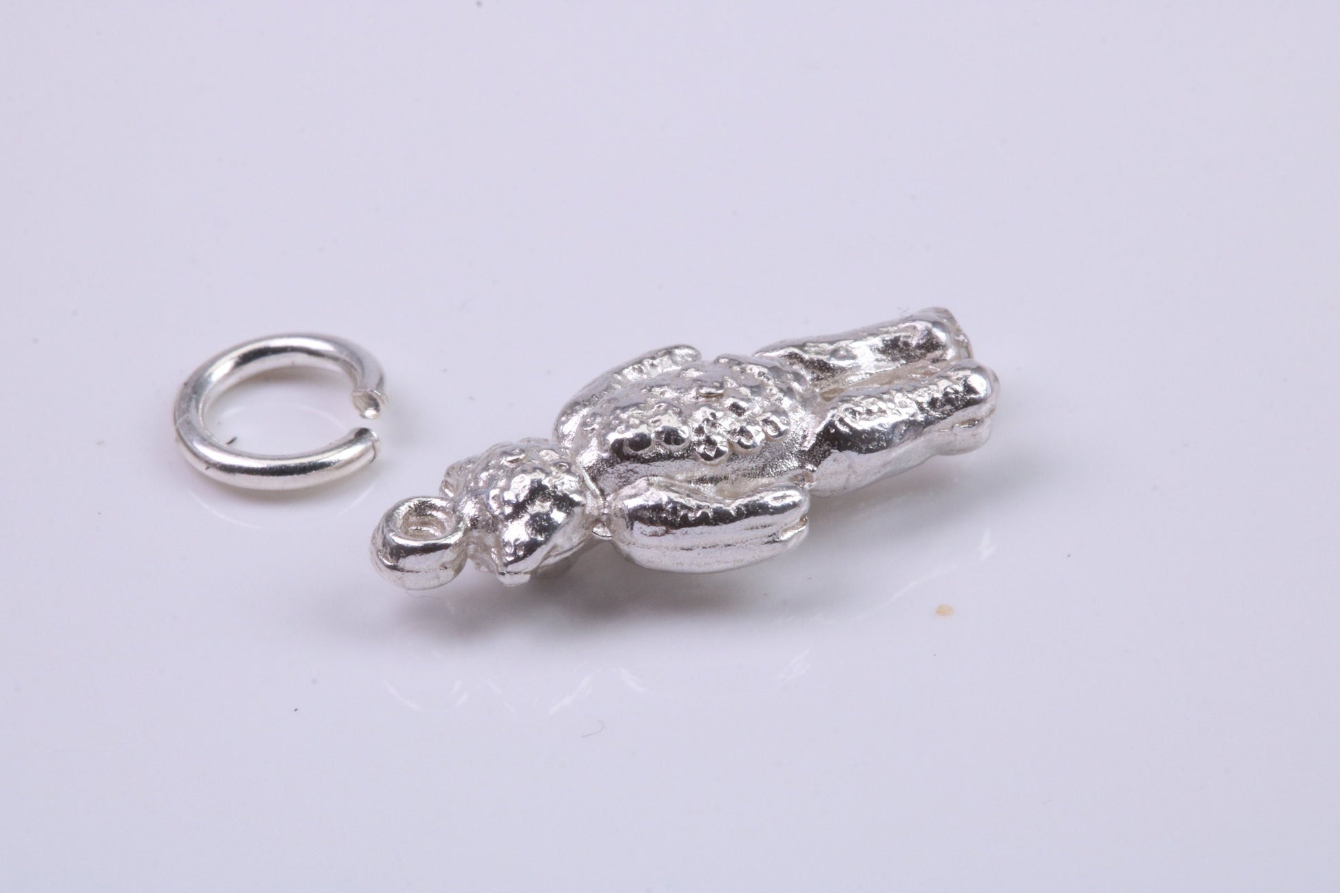 Teddy Bear Charm, Traditional Charm, Made from Solid 925 Grade Sterling Silver, Complete with Attachment Link