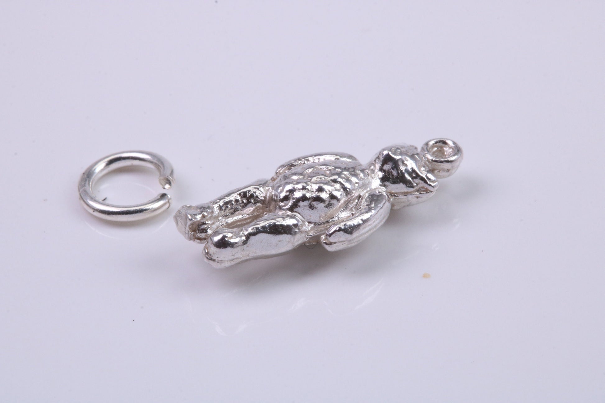 Teddy Bear Charm, Traditional Charm, Made from Solid 925 Grade Sterling Silver, Complete with Attachment Link