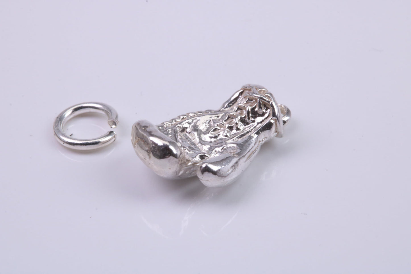 Boxing Glove Charm, Traditional Charm, Made from Solid 925 Grade Sterling Silver, Complete with Attachment Link