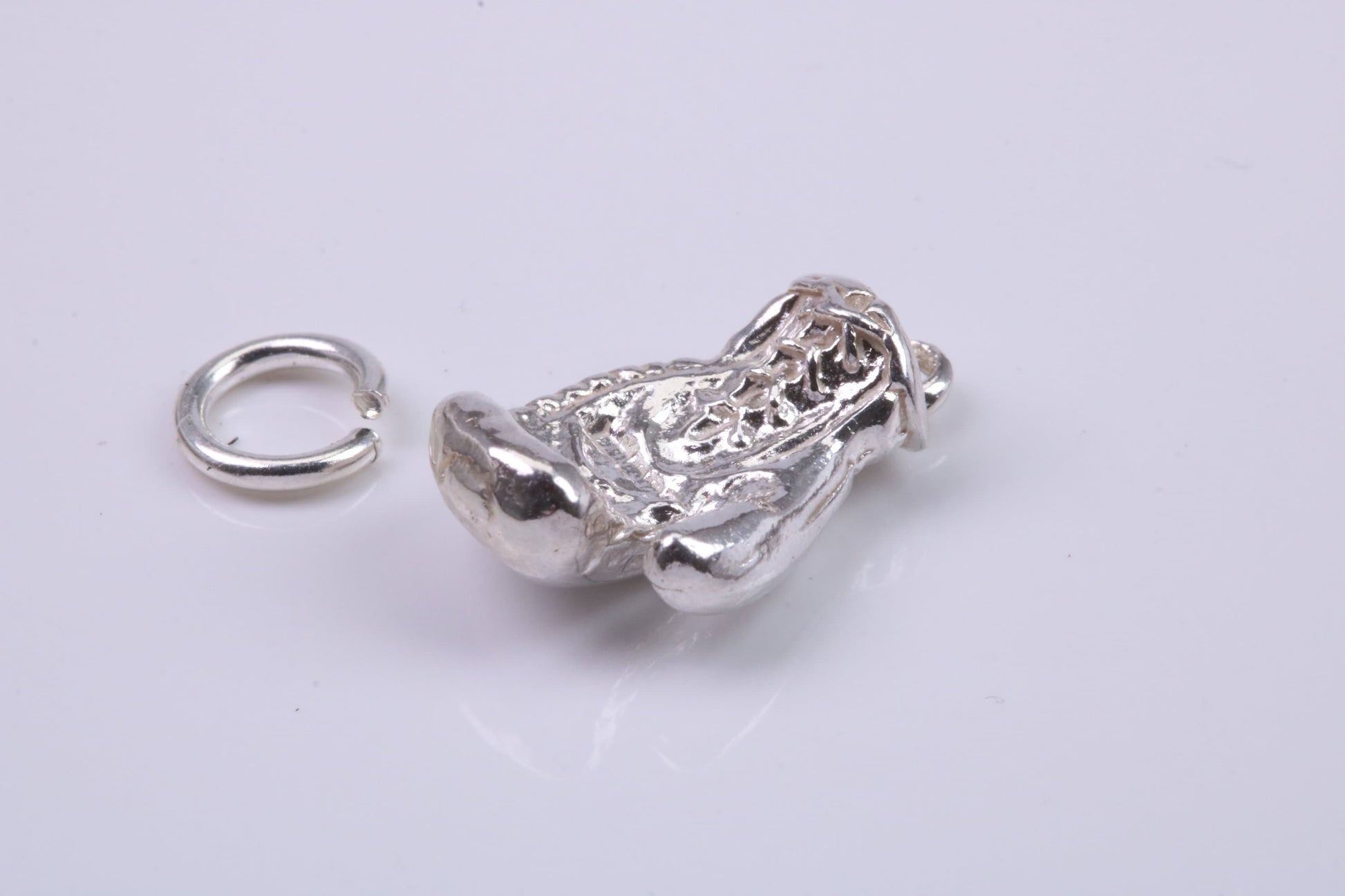 Boxing Glove Charm, Traditional Charm, Made from Solid 925 Grade Sterling Silver, Complete with Attachment Link