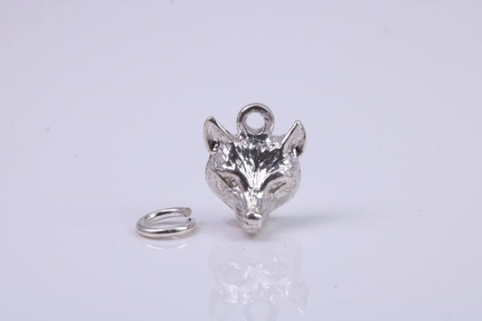 Fox Head Charm, Traditional Charm, Made from Solid 925 Grade Sterling Silver, Complete with Attachment Link