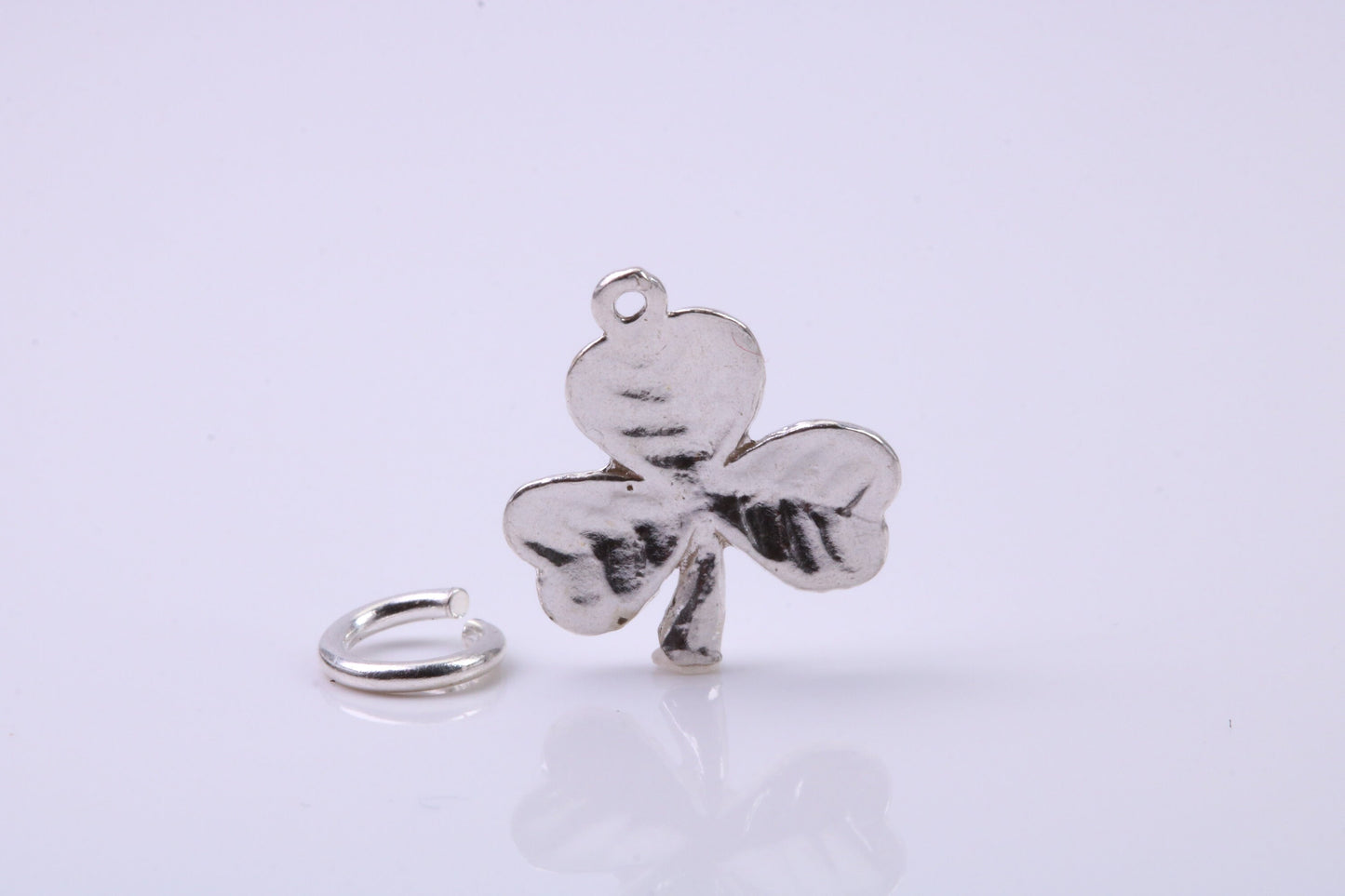 Clover Leaf Charm, Traditional Charm, Made from Solid 925 Grade Sterling Silver, Complete with Attachment Link