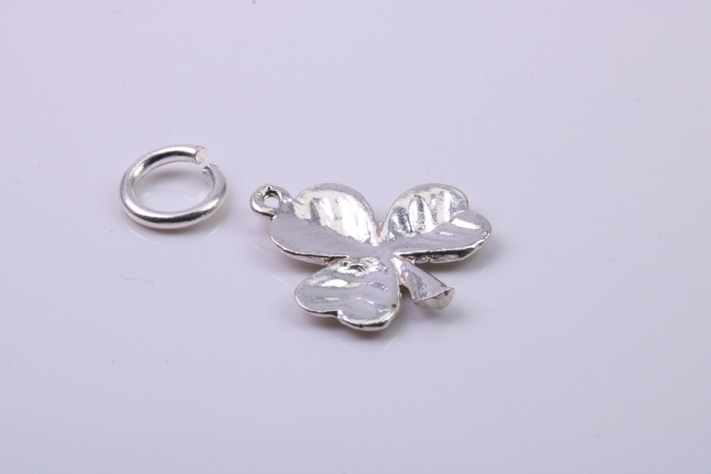 Clover Leaf Charm, Traditional Charm, Made from Solid 925 Grade Sterling Silver, Complete with Attachment Link