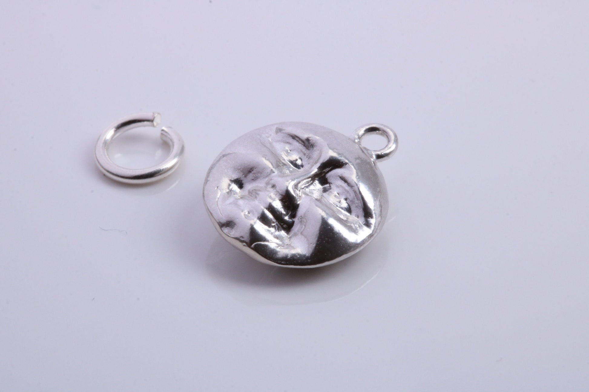 Moon Charm, Traditional Charm, Made from Solid 925 Grade Sterling Silver, Complete with Attachment Link